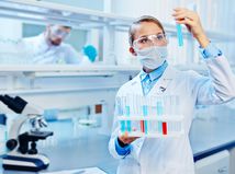 laboratórium, vedci, vedkyňa, žena, pokus, chémia, skúmavka
