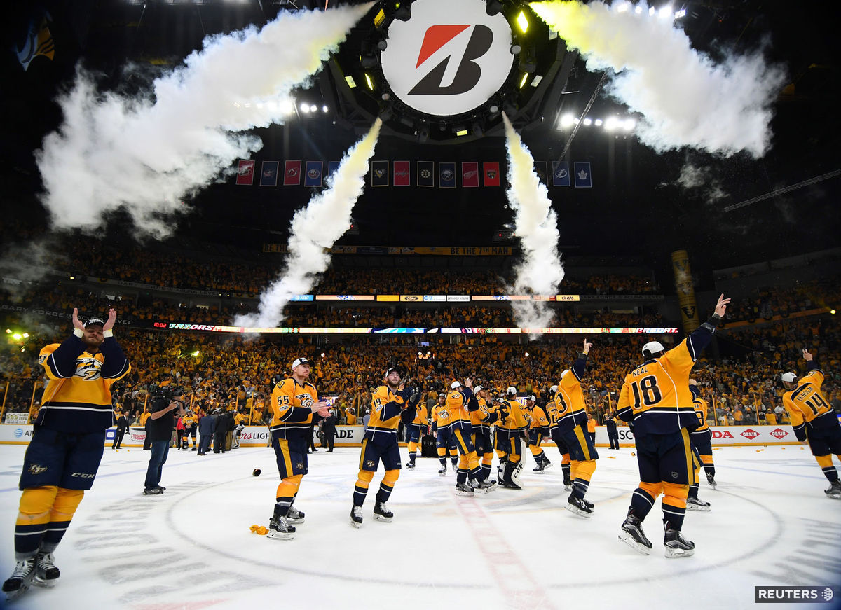Radosť hráčov Nashville Predators po postupe do...