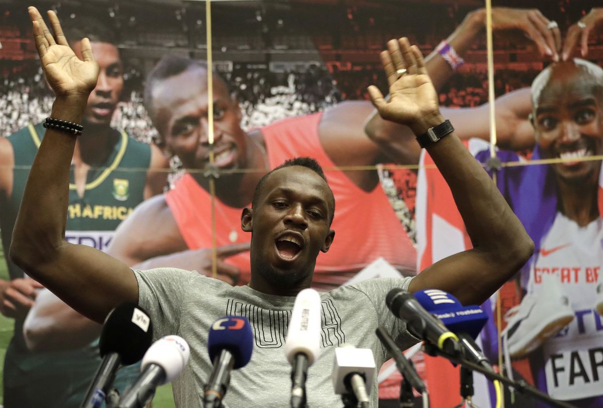 Usain Bolt na tlačovej konferencii pred Zlatou...