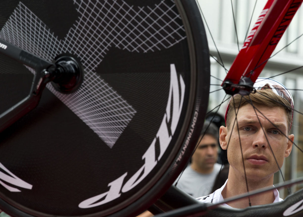 Tony Martin na prezentácii jazdcov v Düsseldorfe.
