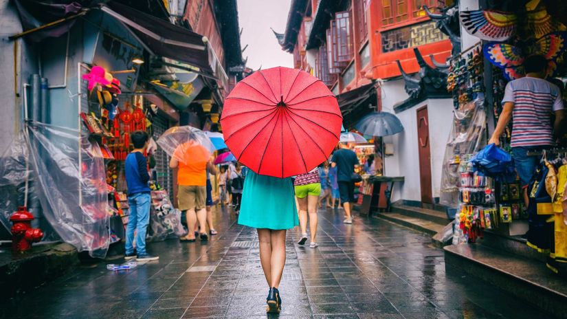 dáždnik, Čína, Japonsko, mesto, dážď, prší,...