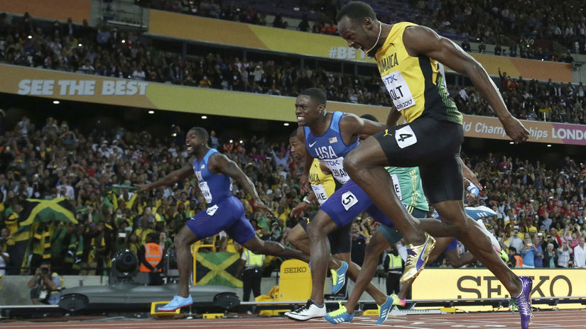 Cieľ behu na 100 m na MS v Londýne.