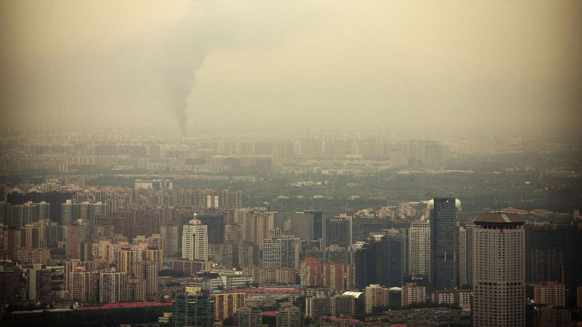 Čína, Peking, znečistenie, smog, dym,