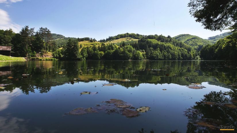 Halčiasky tajch je obklopený nádhernou prírodou.