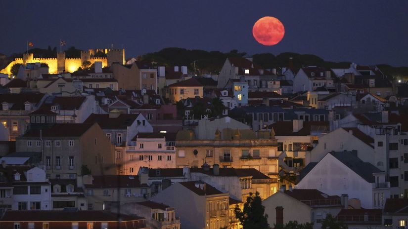 Portugalsko, Lisabon, mesiac, noc, spln