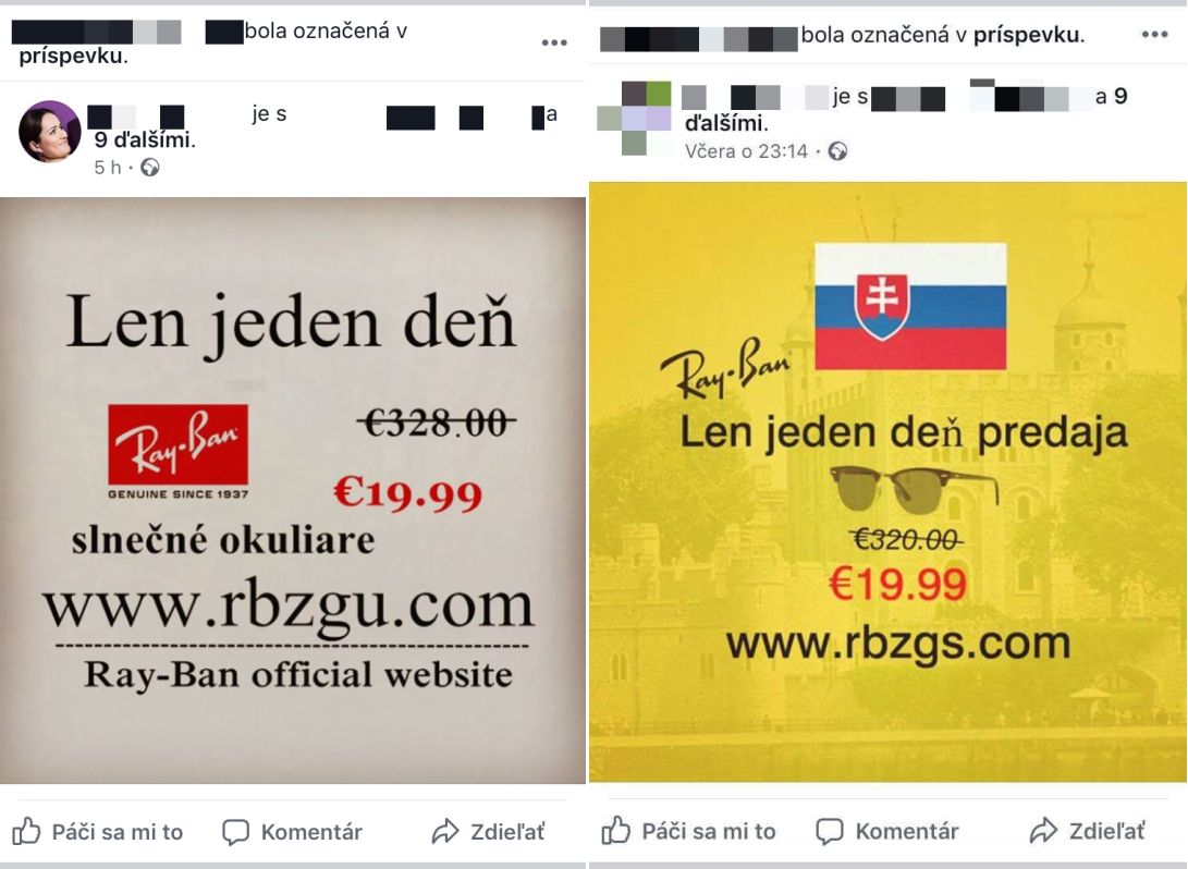 Podvodné stránky ponúkajúce zlacnené okuliare...