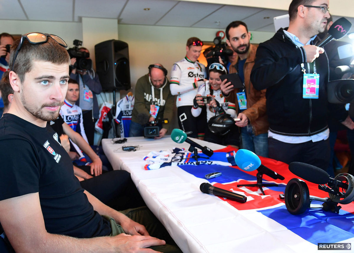 Peter Sagan na tlačovej konferencii pred...