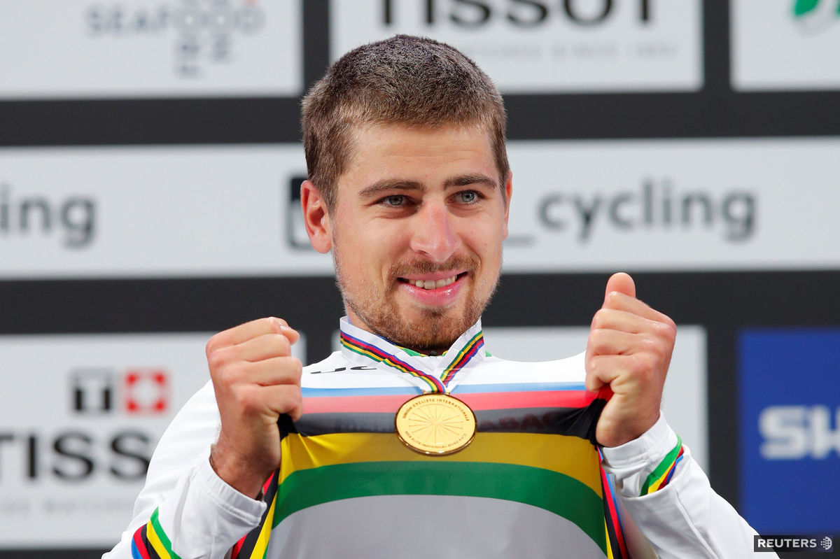 Peter Sagan so zlatou medailou z MS v Bergene.