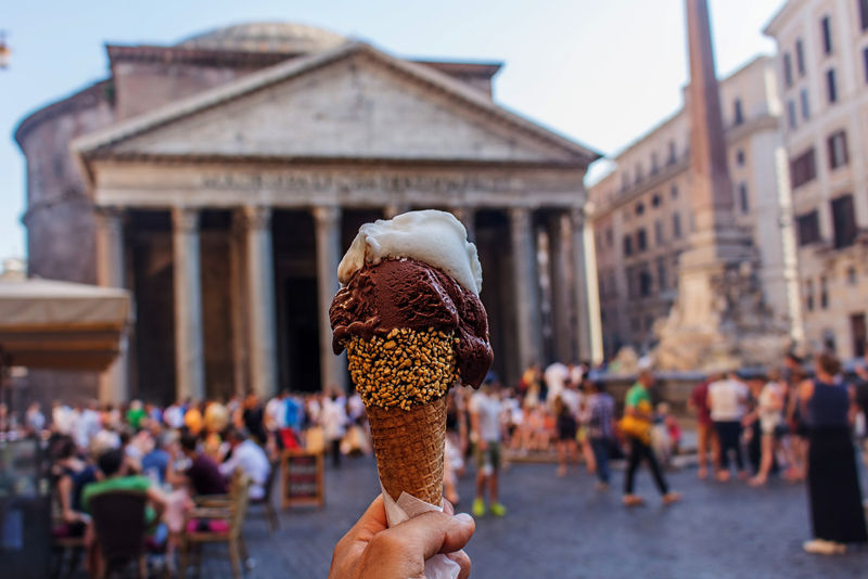 Rím, Taliansko, zmrzlina, Panteón, Pantheon