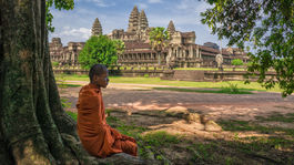 Siem Reap, Kambodža, Angkór Vat, mních, budhista