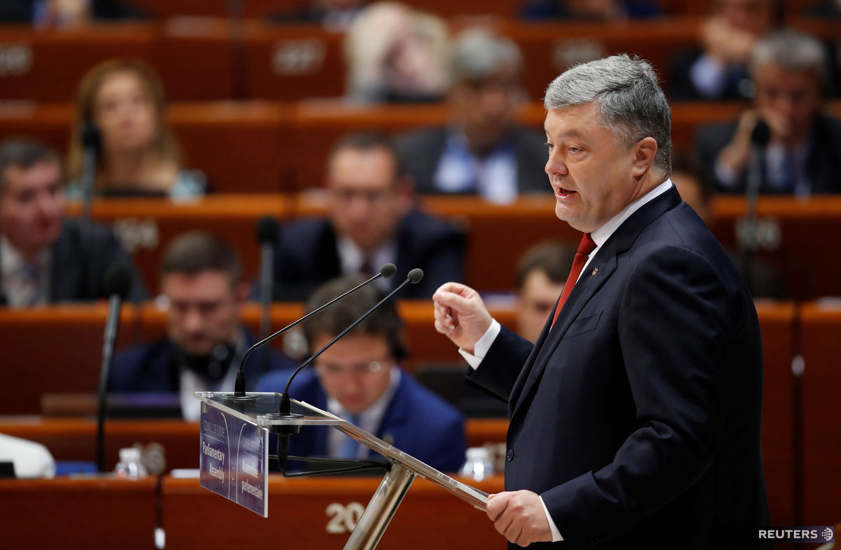 Ukrajinský prezident Petro Porošenko v prejave...