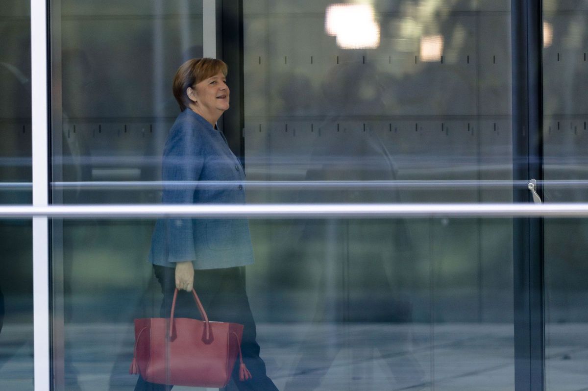 Nemecká kancelárka Angela Merkelová prichádza...
