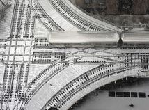 vlak, železnica, koľajnice, Illinois, sneh, zima