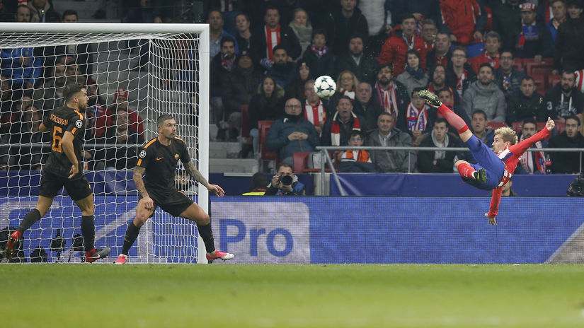 Antoine Griezmann z Atlética Madrid krásnymi...