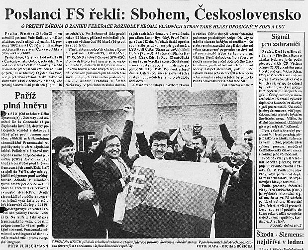 Po odhlasovaní zákona o zániku federácie...