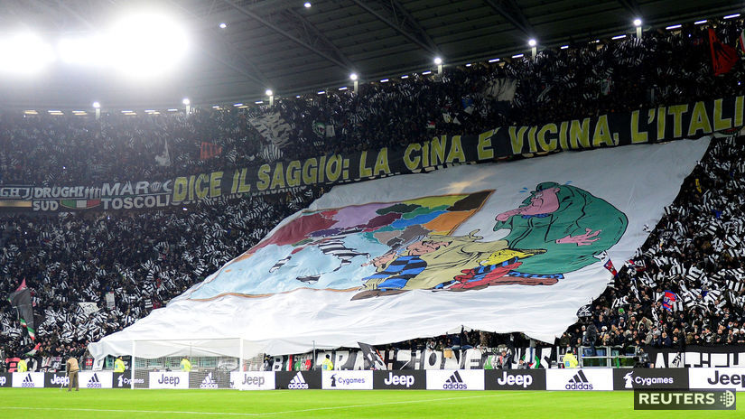 Choreo fanúšikov Juventusu pred zápasom s...