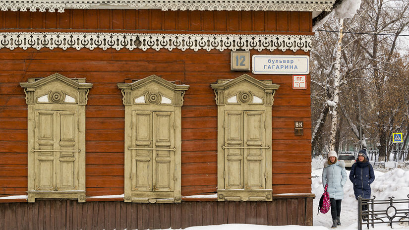 Pôvodná architektúra v meste Irkutsk.