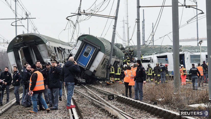 Taliansko, nehoda, vlak, vykoľajenie, mŕtvi