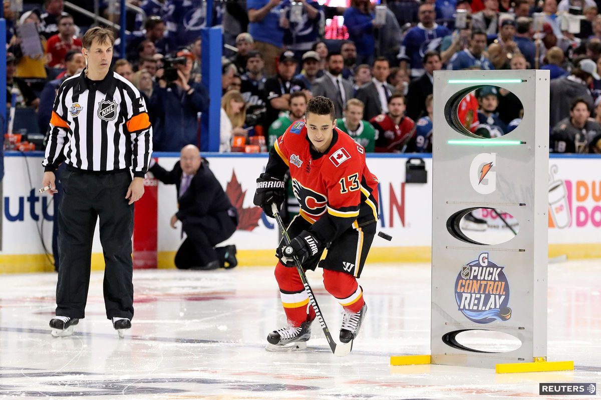 Johnny Gaudreau z Floridy a jeho práca s pukom.