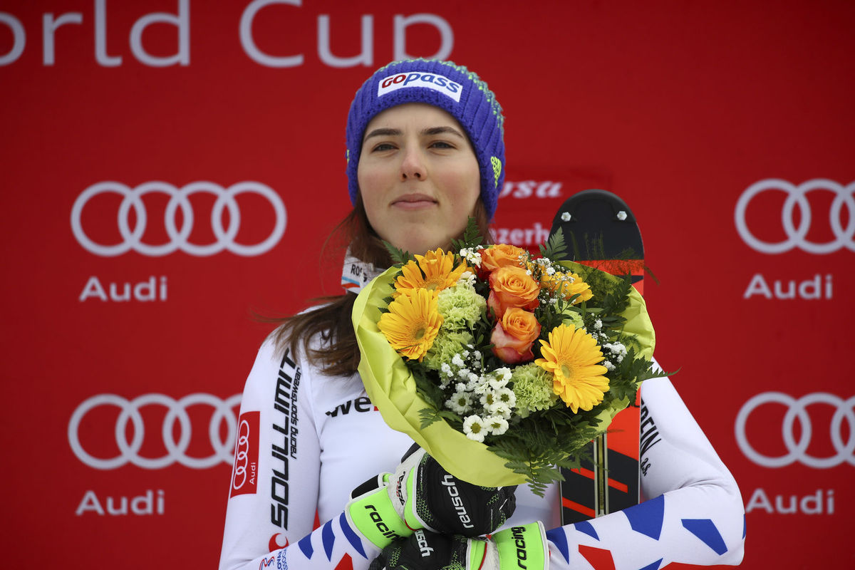 Petra Vlhová po triumfe v slalome v Lenzerheide.
