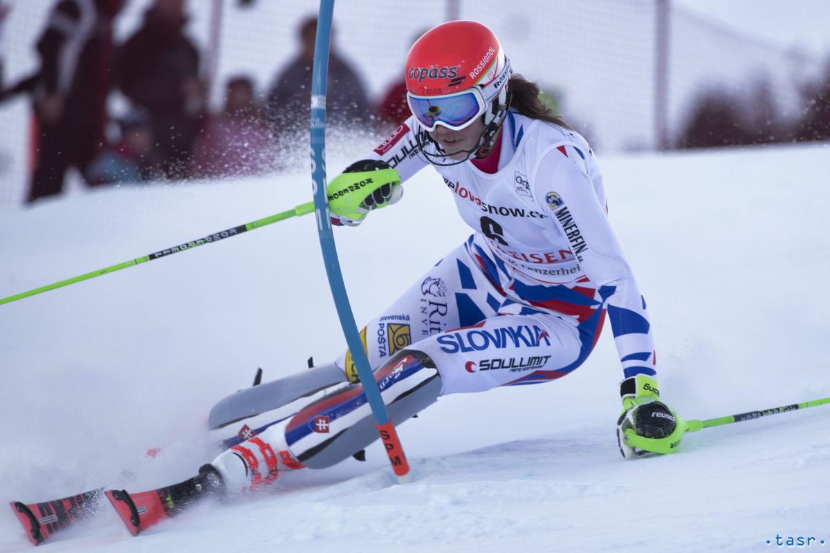 Petra Vlhová počas slalomu.