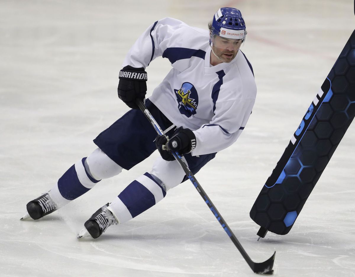 Jaromír Jágr na tréningu Kladna.