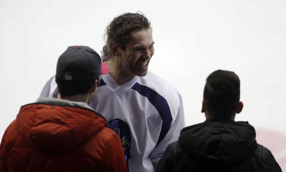 V dobrej nálade. Jaromír Jágr na tréningu Kladna.