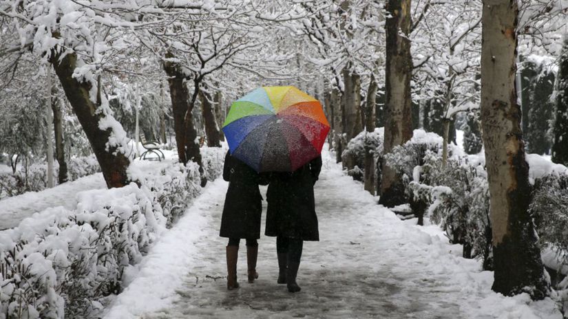 Irán, sneh, zima, dážnik