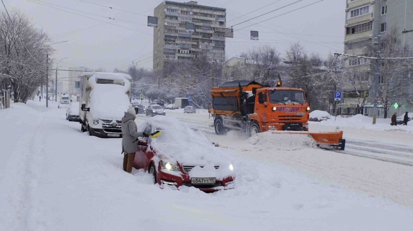 Rusko, zima, Moskva, sneženie