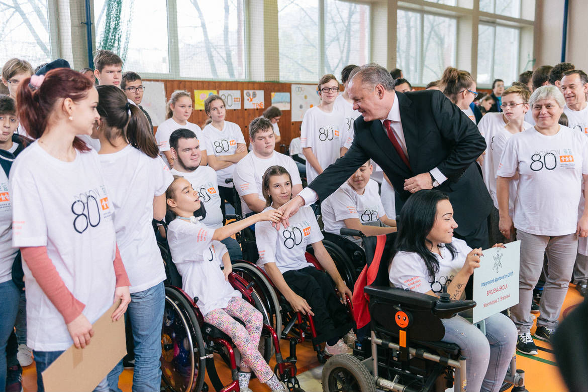 Prezident Andrej Kiska medzi žiakmi Spojenej...