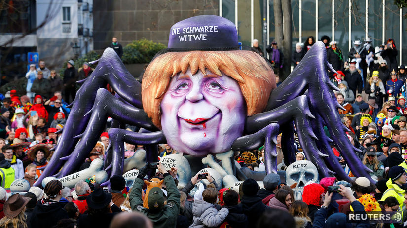Čierna vdova Angela Merkelová maska