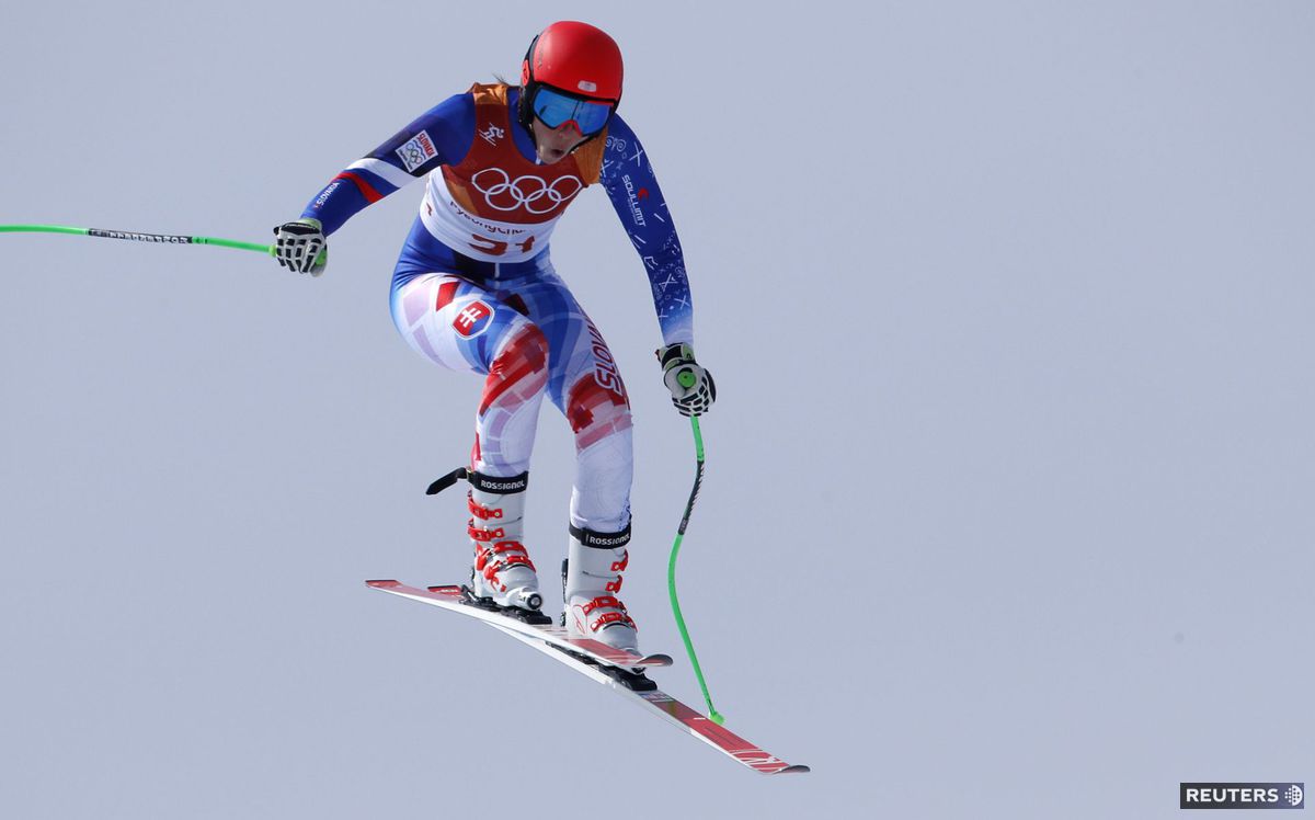 Petra Vlhová počas olympijského zjazdu.