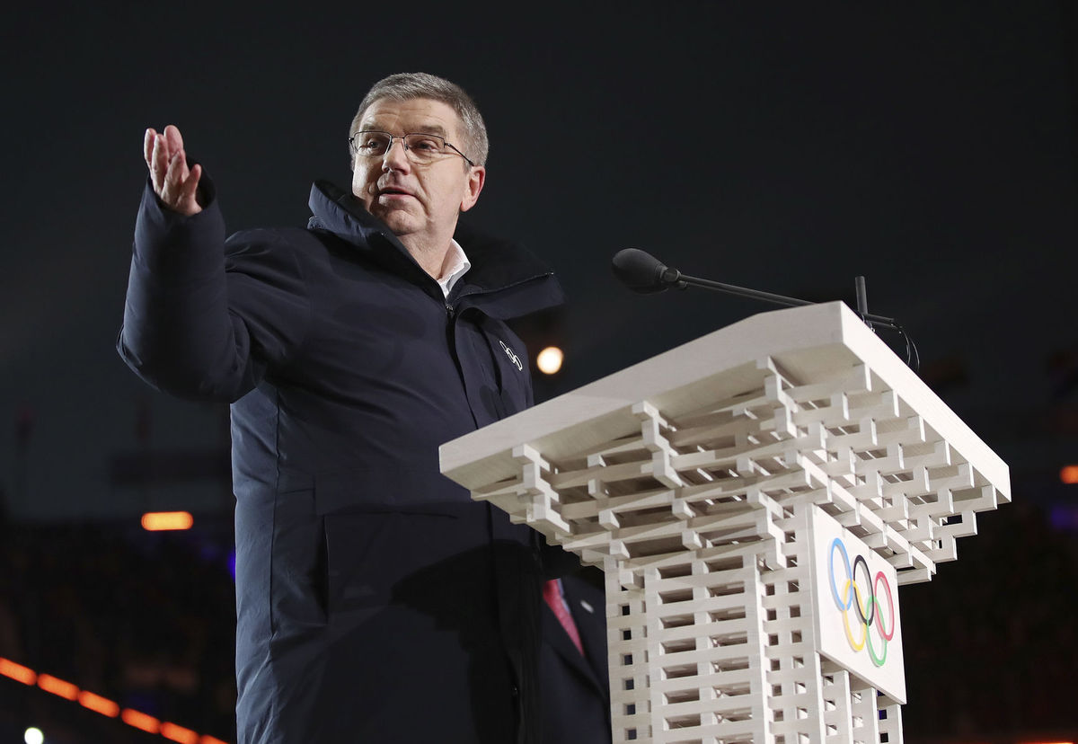 Šéf MOV Thomas Bach v Pjongčangu.