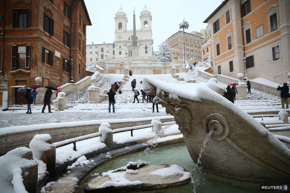 Rím, sneh, zima, Taliansko