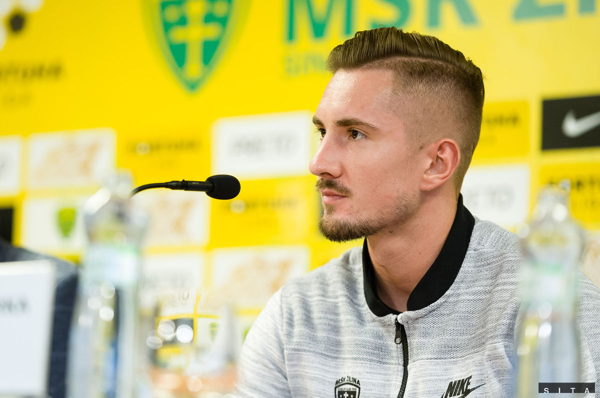 Kapitán Žiliny Michal Škvarka na tlačovej...