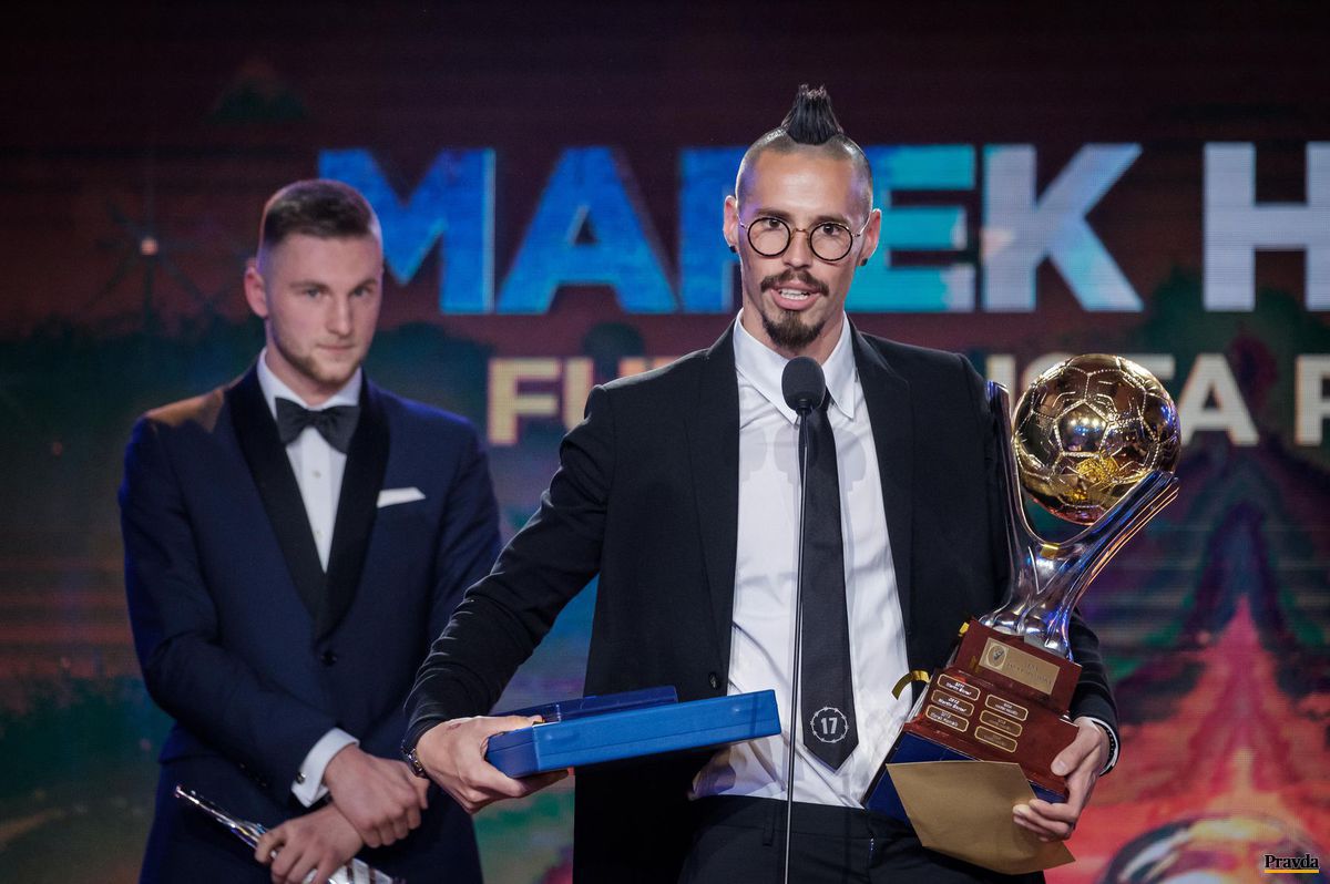 Marek Hamšík s cenou pre Futbalistu roka 2017,...