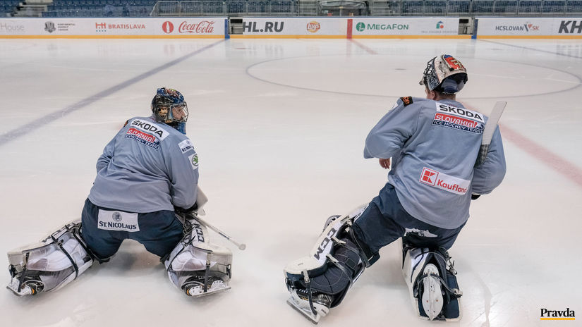 Ján Laco (vľavo) a Július Hudáček na tréningu.