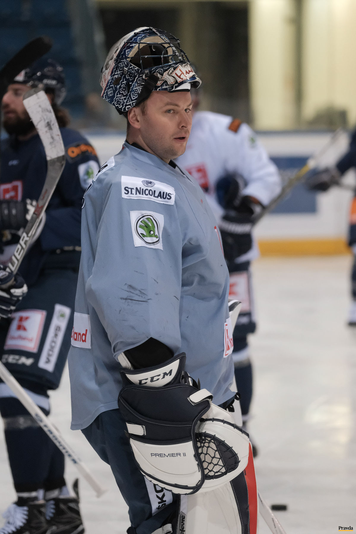 Július Hudáček na tréningu slovenských hokejistov.