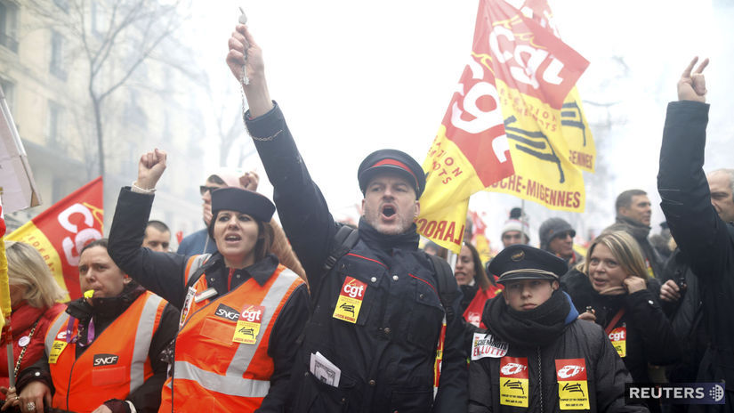 Francúzsko, protest, štrajk, železničiari