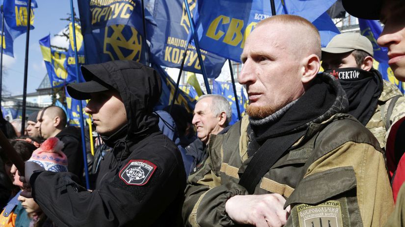 Ukrajina nacionalisti demonštrácia oligarchovia...