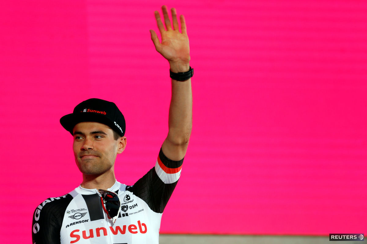 Tom Dumoulin (Sunweb) na prezentácii v Jeruzaleme.