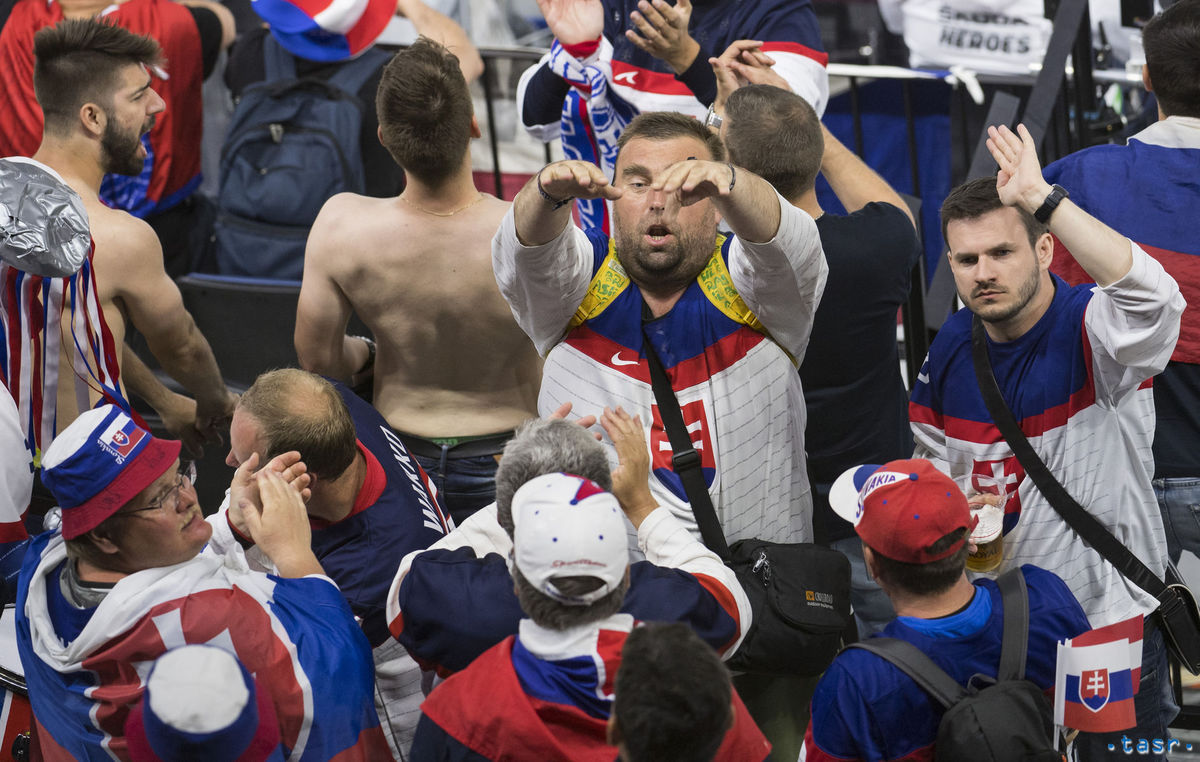 Na snímke slovenskí fanúšikovia počas zápasu...