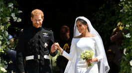 Meghan Markle a Princ Harry spoločne po svadobnom obrade na hrade Windsor. 