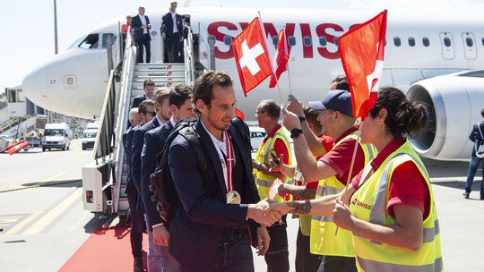 Švajčiarsko hokej striebro MS2018 prílet