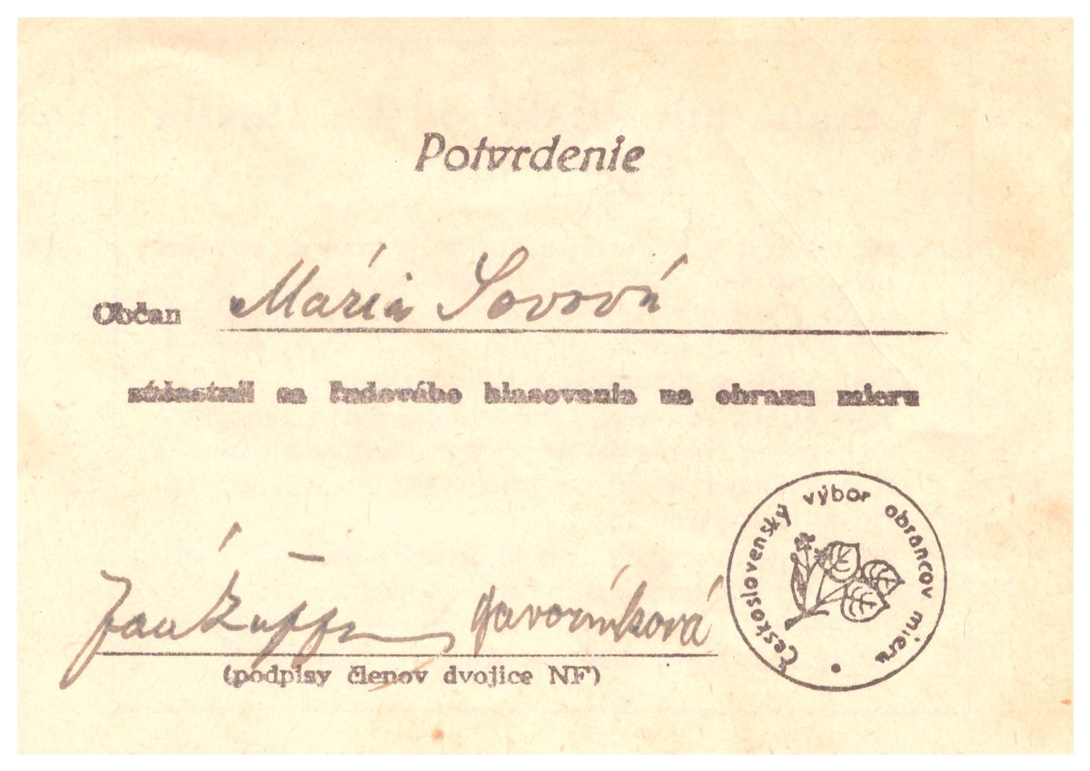 ,,Potvrdenie" o ľudovom hlasovaní v r....