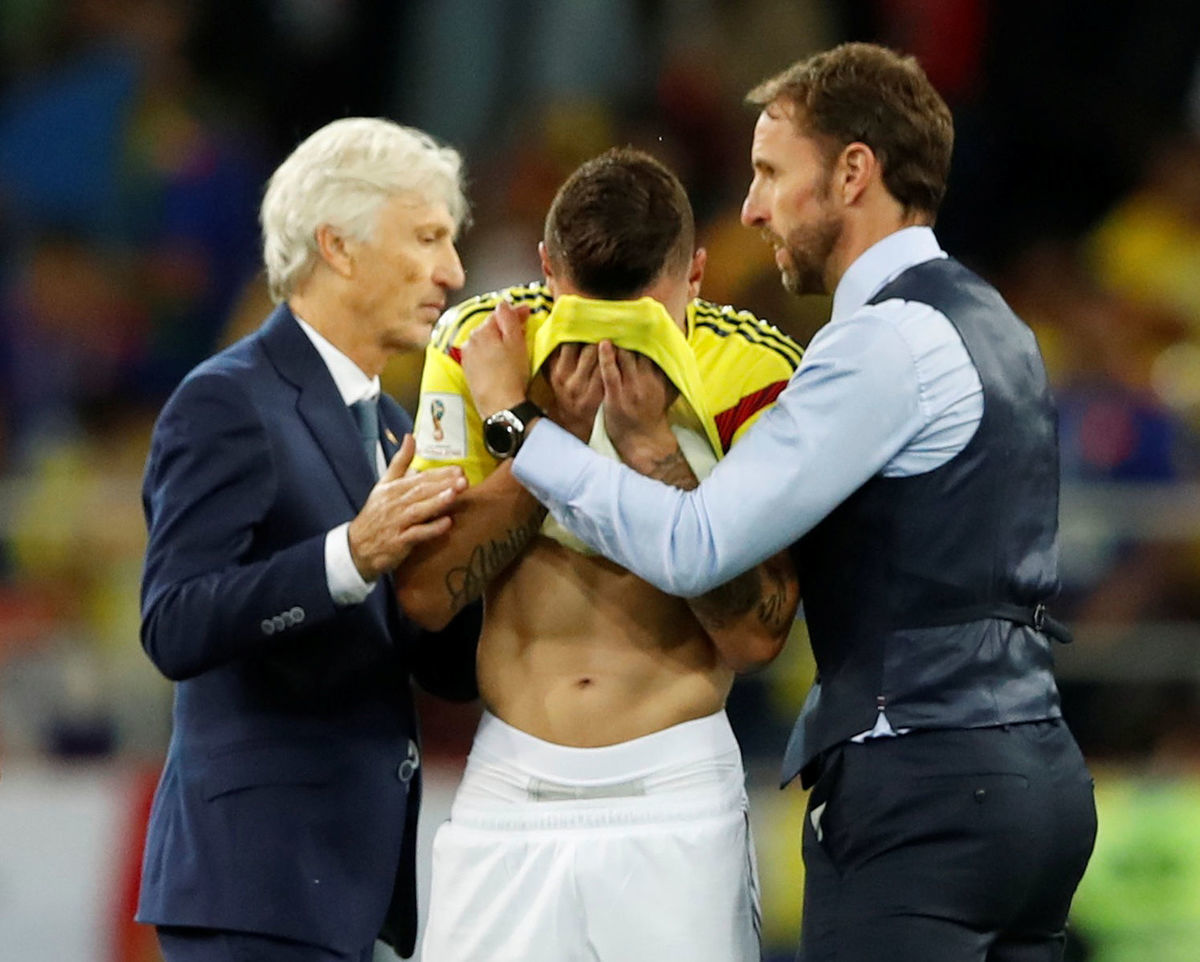 Gareth Southgate (vpravo) a José Pekerman...