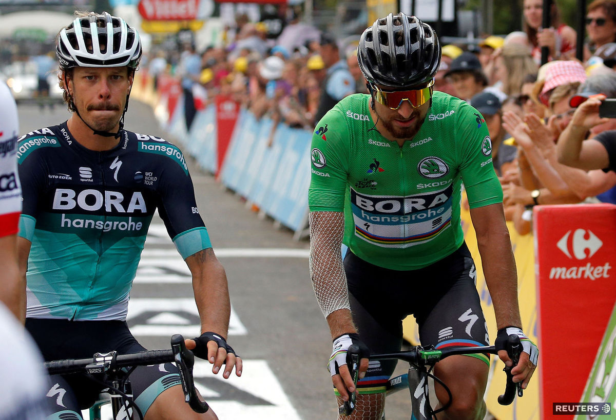 Peter Sagan s tímovým kolegom z Bory Danielom...