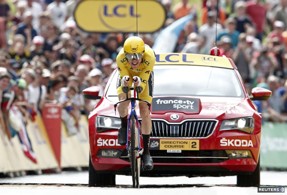 Geraint Thomas sa blíži do cieľa časovky.