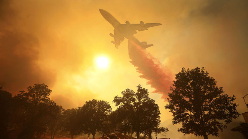 Kalifornia, požiar, les, lietadlo