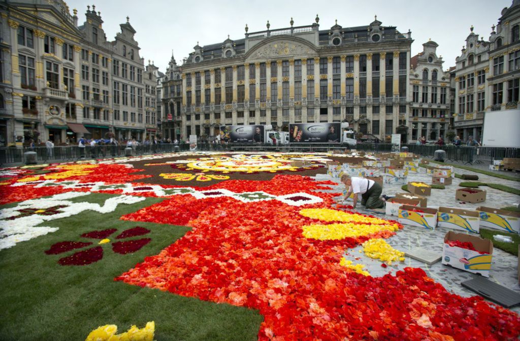 Belgicko Brusel kvetinový koberec